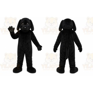 Black Dog Mascot Costume with Custom Logo
