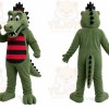 Green Dinosaur Mascot Costume with Custom Logo