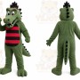 Green Dinosaur Mascot Costume with Custom Logo