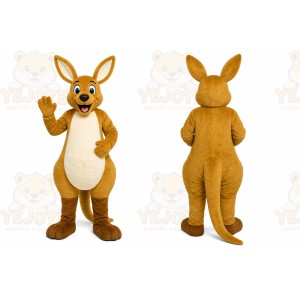 Brown Kangaroo Mascot Costume with Custom Logo