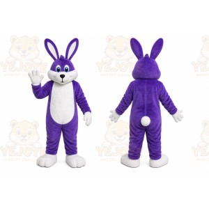 Purple Rabbit Mascot Costume with Custom Logo