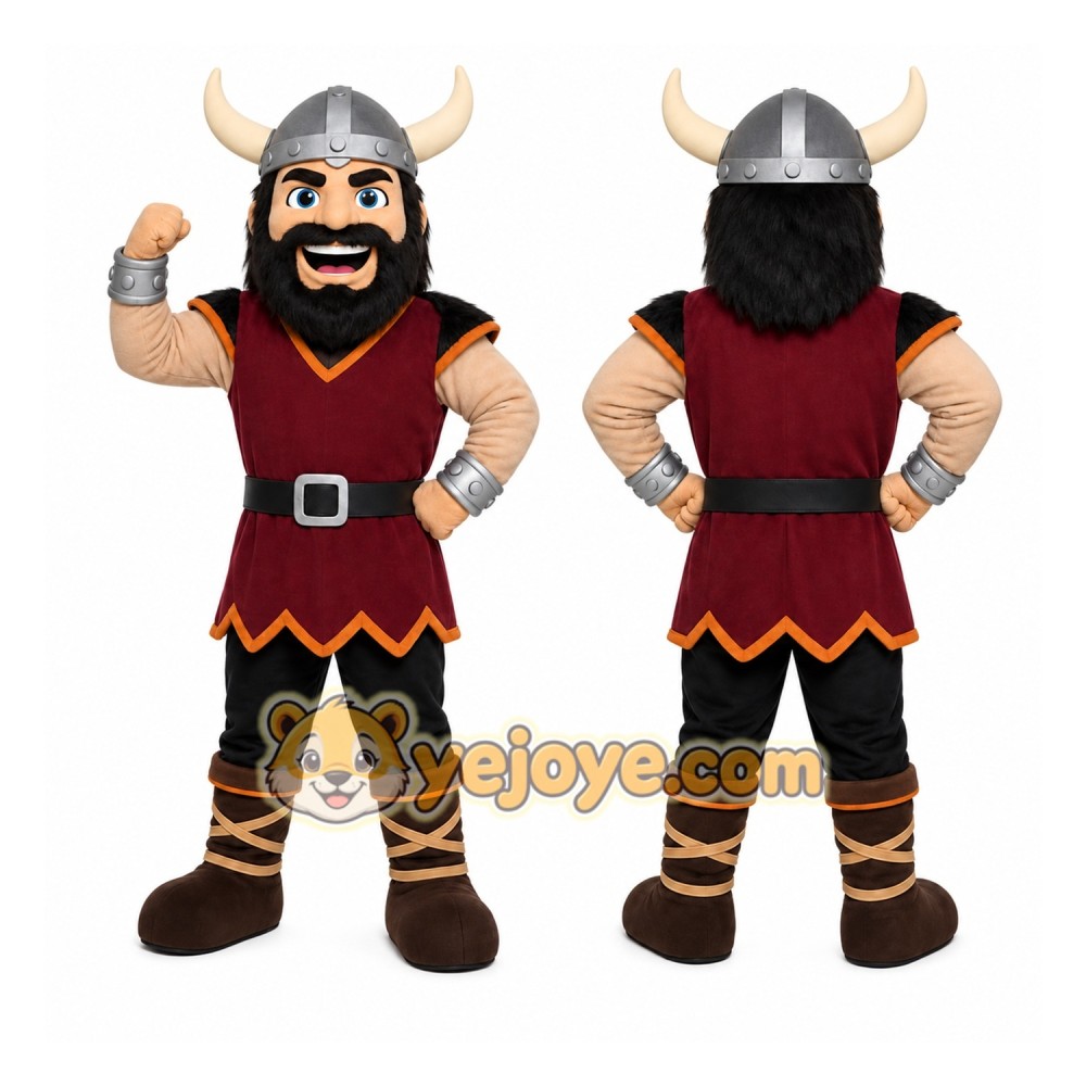 Brown Viking Mascot Costume with Custom Logo Brown Viking Mascot Costume with Custom Logo