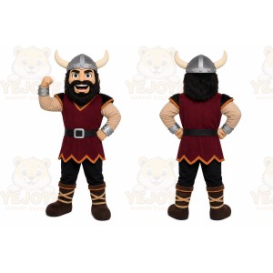 Brown Viking Mascot Costume with Custom Logo