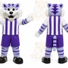 Purple Tiger Mascot Costume with Custom Logo