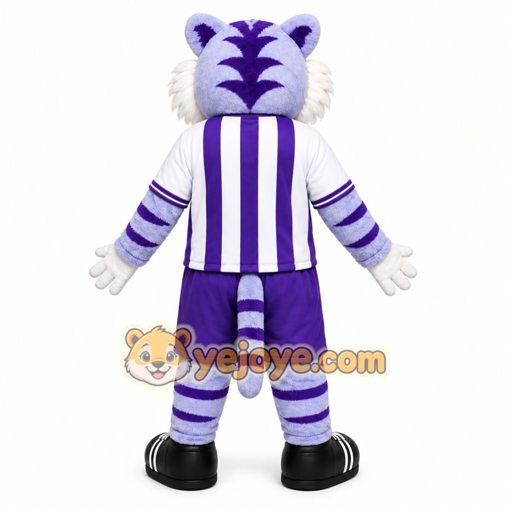 Purple Tiger Mascot Costume with Custom Logo Purple Tiger Mascot Costume with Custom Logo