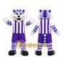 Purple Tiger Mascot Costume with Custom Logo