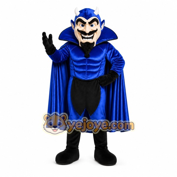 Blue Devil Mascot Costume with Custom Logo