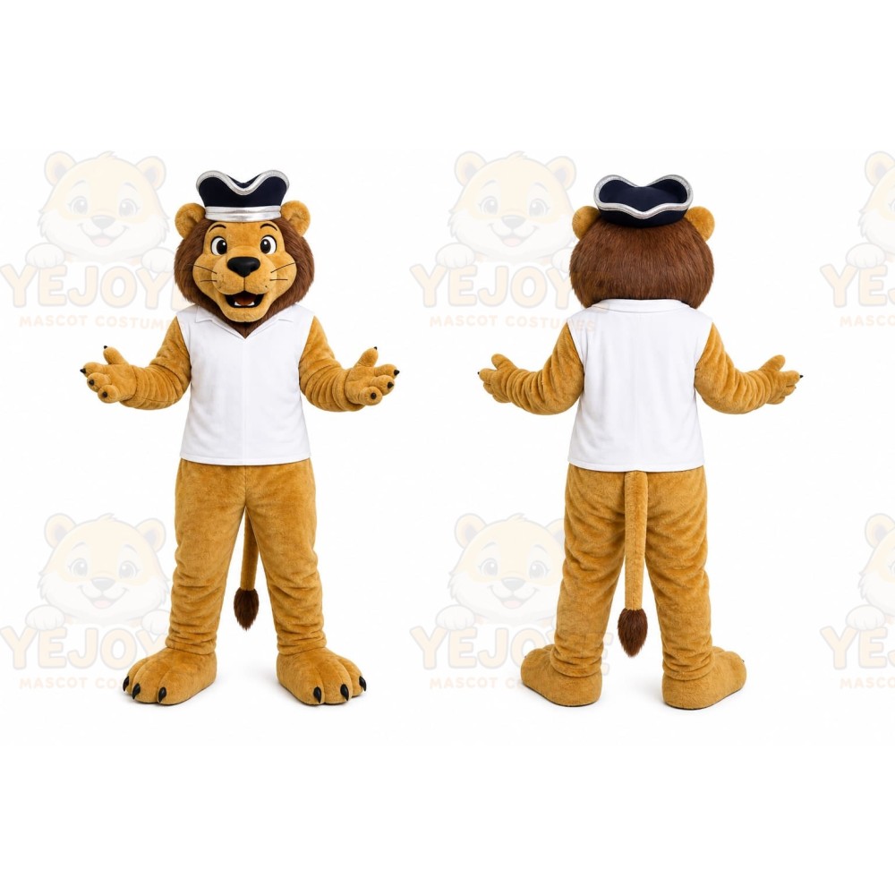 Brown Lion Mascot Costume with Custom Logo