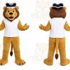 Brown Lion Mascot Costume with Custom Logo