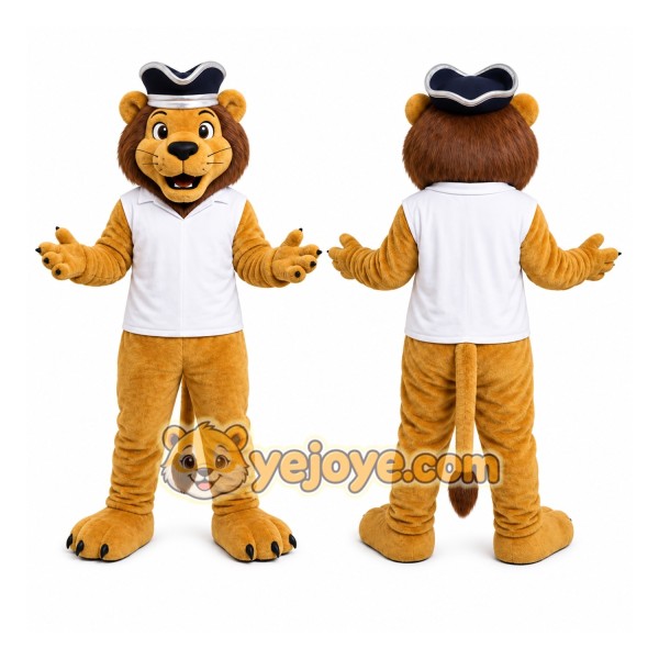Brown Lion Mascot Costume with Custom Logo
