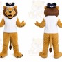 Brown Lion Mascot Costume with Custom Logo
