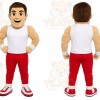 Red Human Mascot Costume with Custom Logo