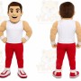 Red Human Mascot Costume with Custom Logo