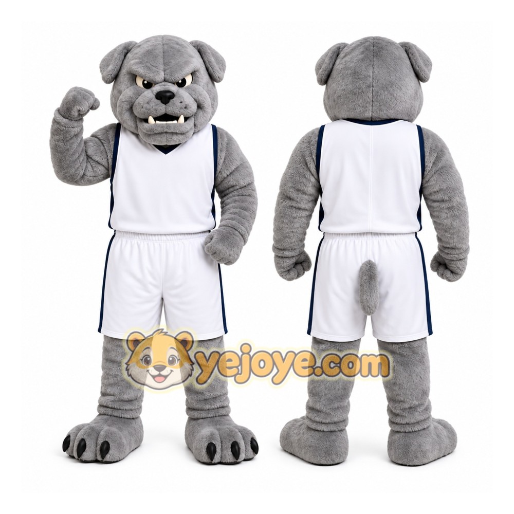 Gray Dog Mascot Costume with Custom Logo Gray Dog Mascot Costume with Custom Logo