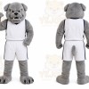 Gray Dog Mascot Costume with Custom Logo