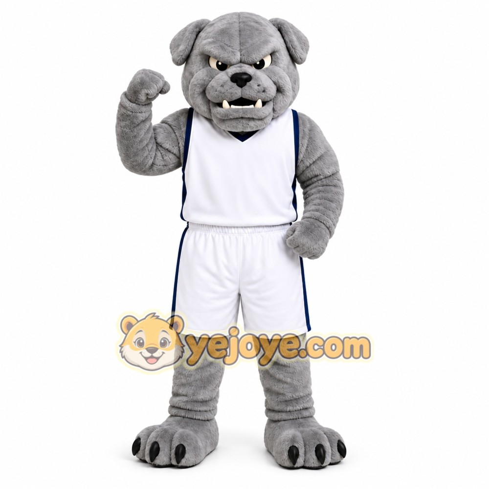 Gray Dog Mascot Costume with Custom Logo Gray Dog Mascot Costume with Custom Logo