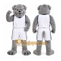 Gray Dog Mascot Costume with Custom Logo