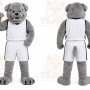 Gray Dog Mascot Costume with Custom Logo