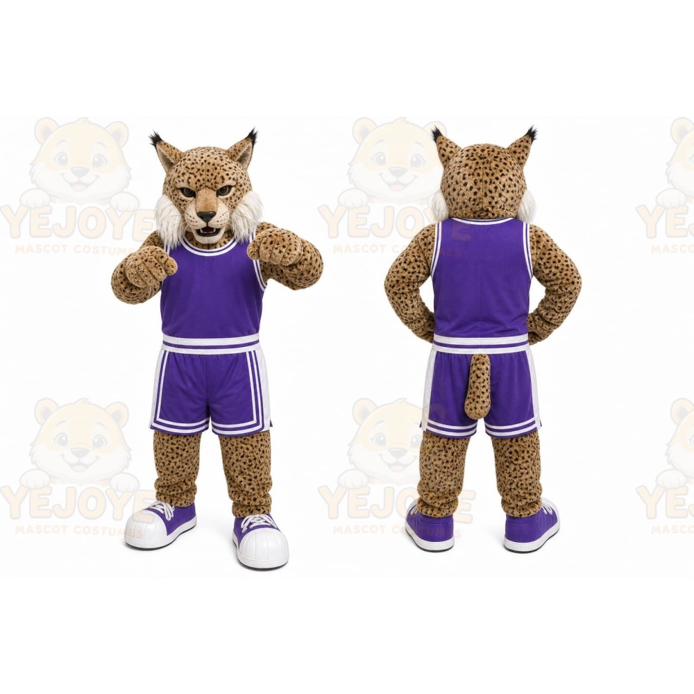 Brown Cougar Mascot Costume with Custom Logo