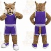 Brown Cougar Mascot Costume with Custom Logo