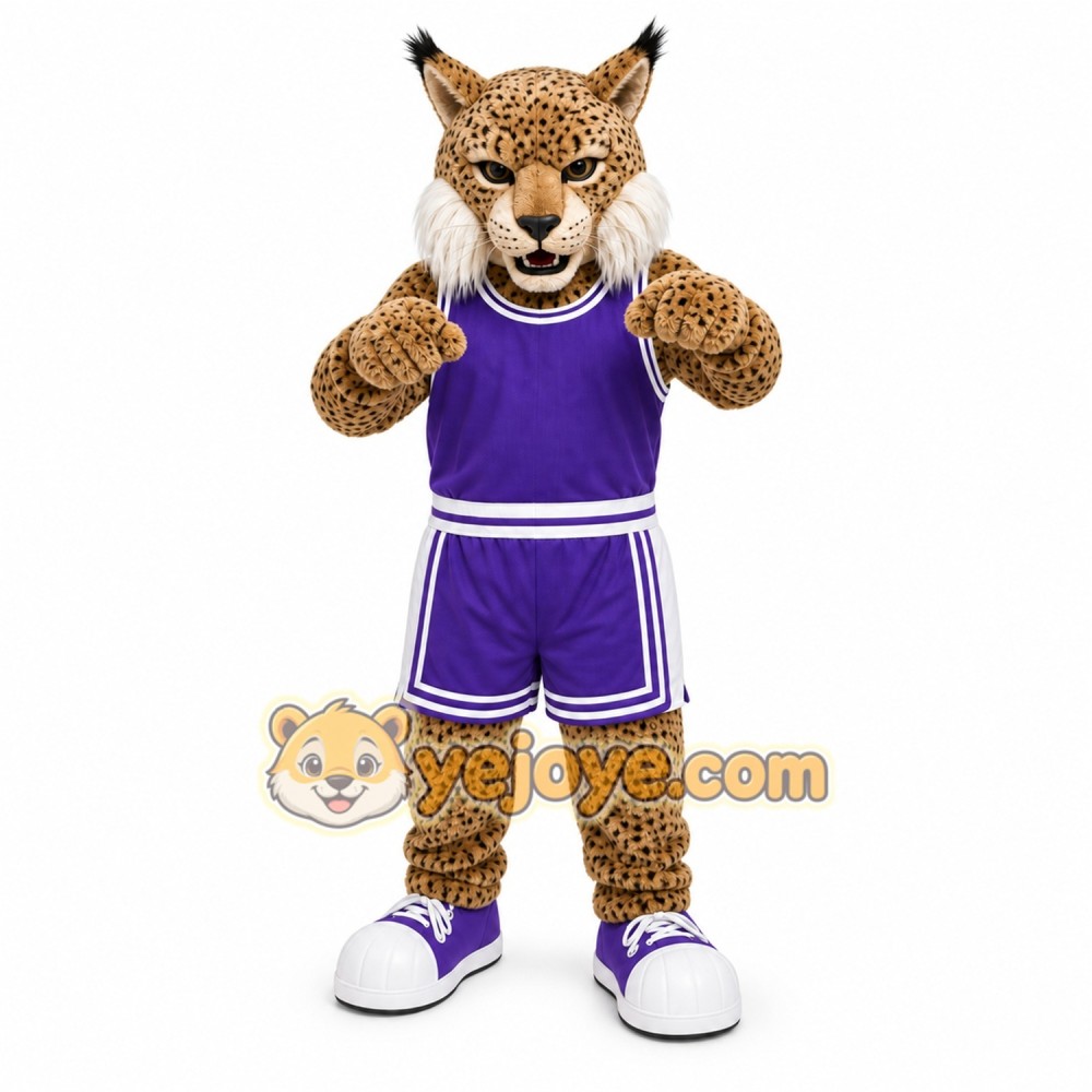 Brown Cougar Mascot Costume with Custom Logo Brown Cougar Mascot Costume with Custom Logo