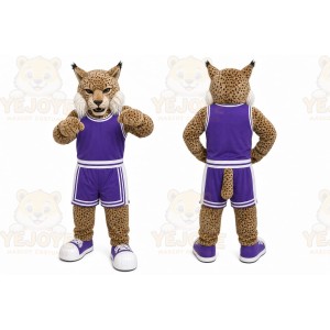Brown Cougar Mascot Costume with Custom Logo