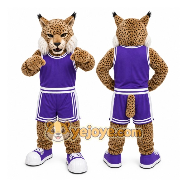 Brown Cougar Mascot Costume with Custom Logo