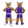 Brown Cougar Mascot Costume with Custom Logo