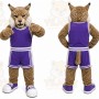 Brown Cougar Mascot Costume with Custom Logo