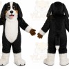 Black Dog Mascot Costume with Custom Logo