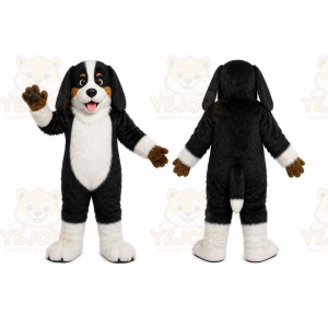 Black Dog Mascot Costume with Custom Logo