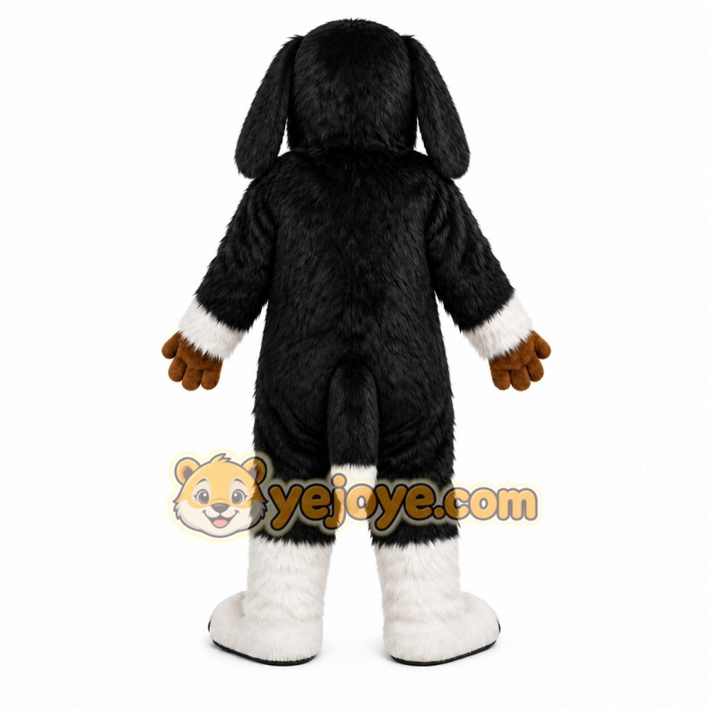 Black Dog Mascot Costume with Custom Logo Black Dog Mascot Costume with Custom Logo