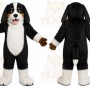 Black Dog Mascot Costume with Custom Logo
