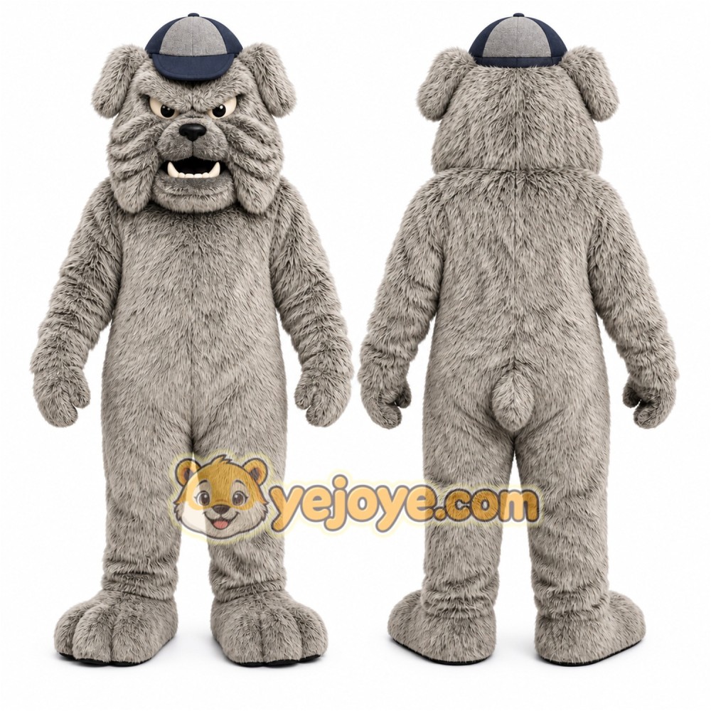 Gray Dog Mascot Costume with Custom Logo Gray Dog Mascot Costume with Custom Logo