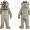 Gray Dog Mascot Costume with Custom Logo