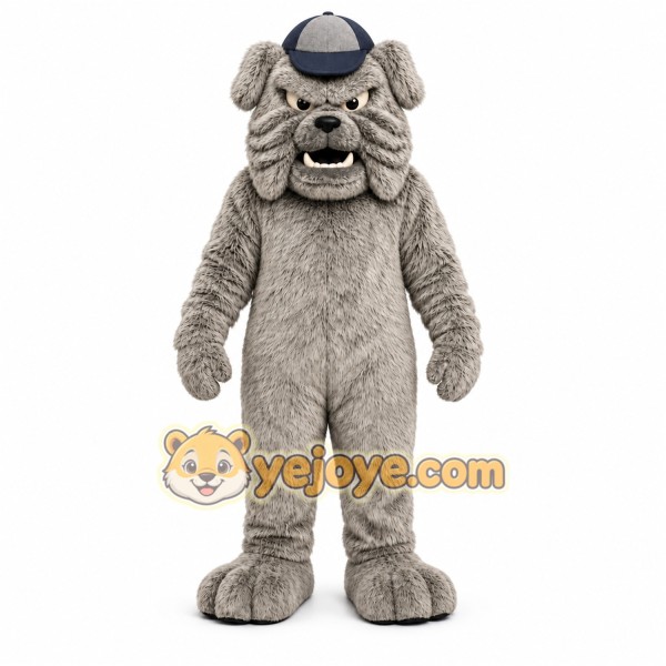 Gray Dog Mascot Costume with Custom Logo Gray Dog Mascot Costume with Custom Logo