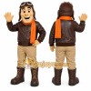 Brown Pilot Mascot Costume with Custom Logo