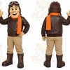 Brown Pilot Mascot Costume with Custom Logo