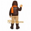 Brown Pilot Mascot Costume with Custom Logo