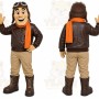 Brown Pilot Mascot Costume with Custom Logo