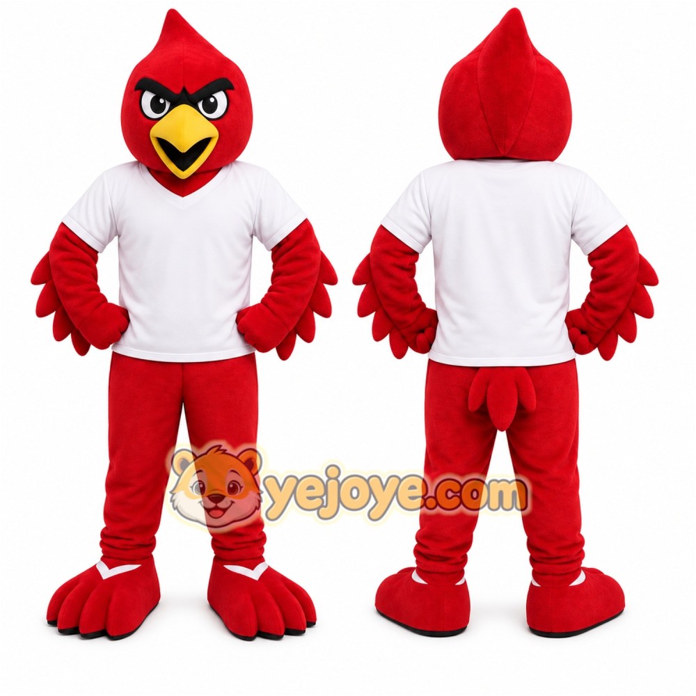 Red Bird Mascot Costume with Custom Logo