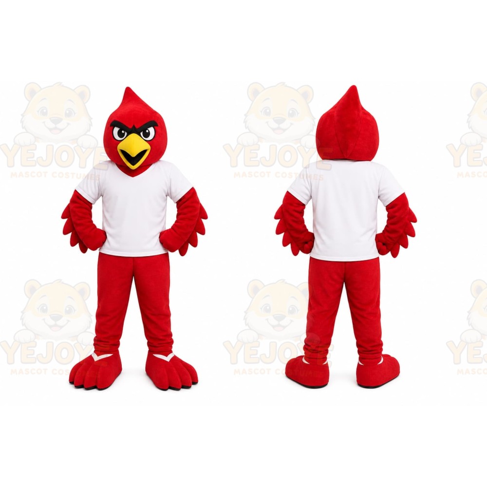 Red Bird Mascot Costume with Custom Logo