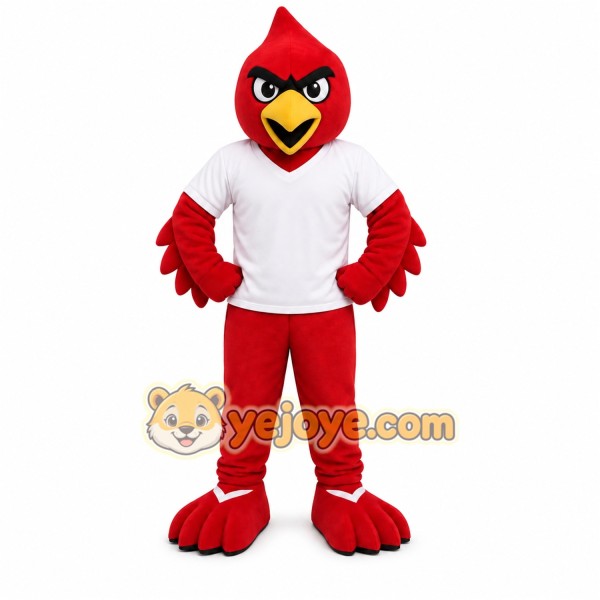 Red Bird Mascot Costume with Custom Logo