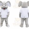 Gray Elephant Mascot Costume with Custom Logo