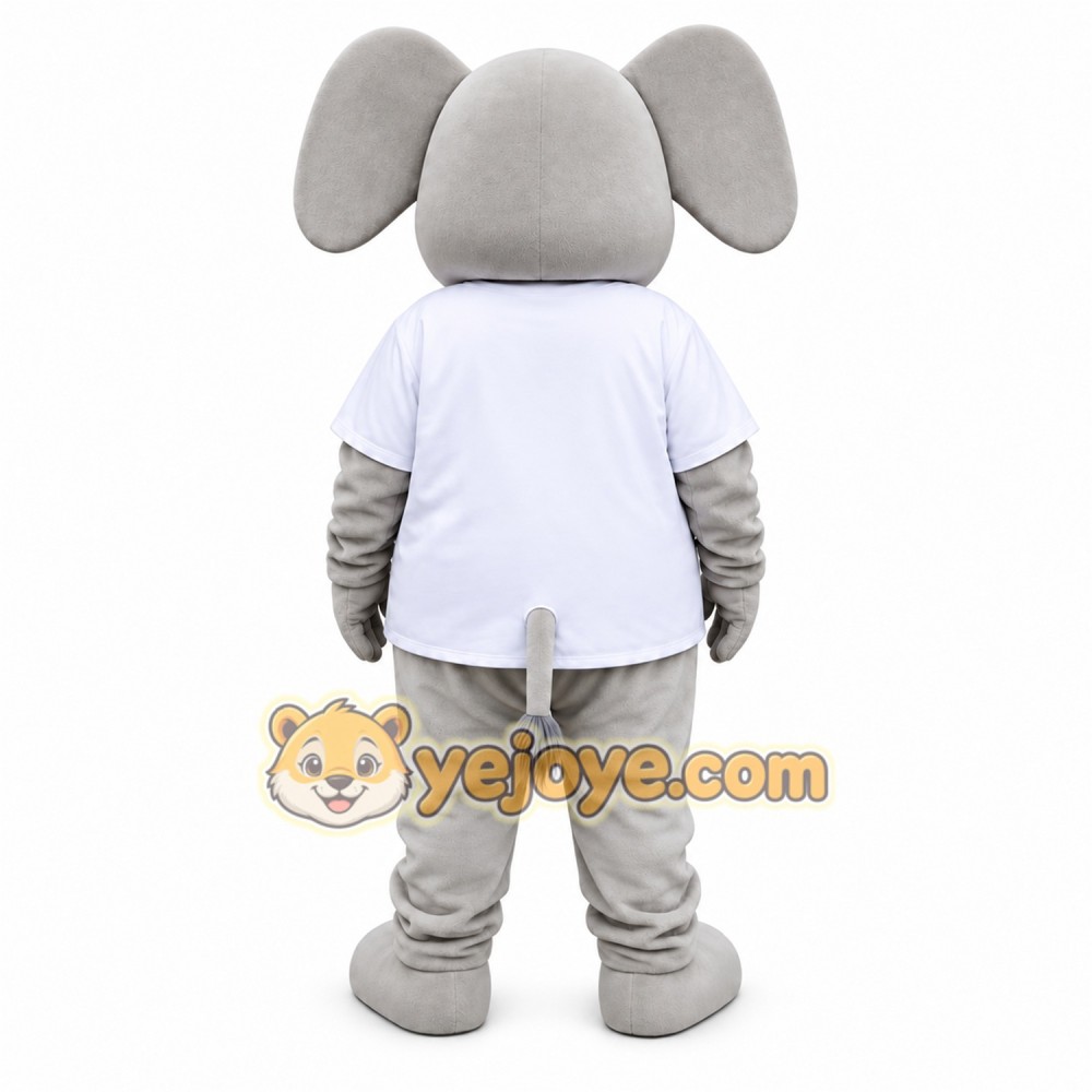 Gray Elephant Mascot Costume with Custom Logo Gray Elephant Mascot Costume with Custom Logo