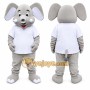 Gray Elephant Mascot Costume with Custom Logo