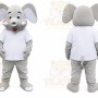 Gray Elephant Mascot Costume with Custom Logo