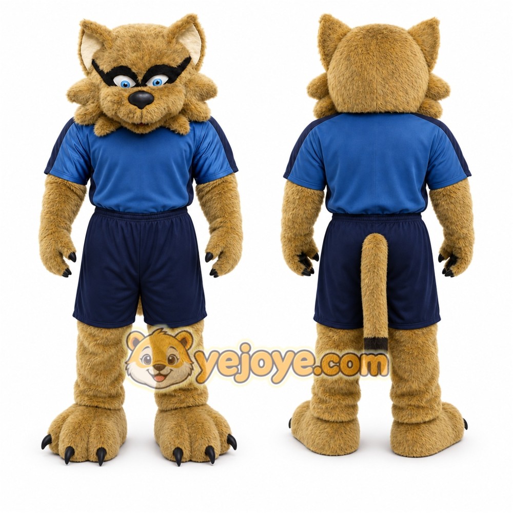 Brown Cougar Mascot Costume with Custom Logo