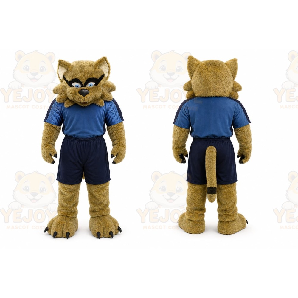 Brown Cougar Mascot Costume with Custom Logo