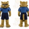 Brown Cougar Mascot Costume with Custom Logo